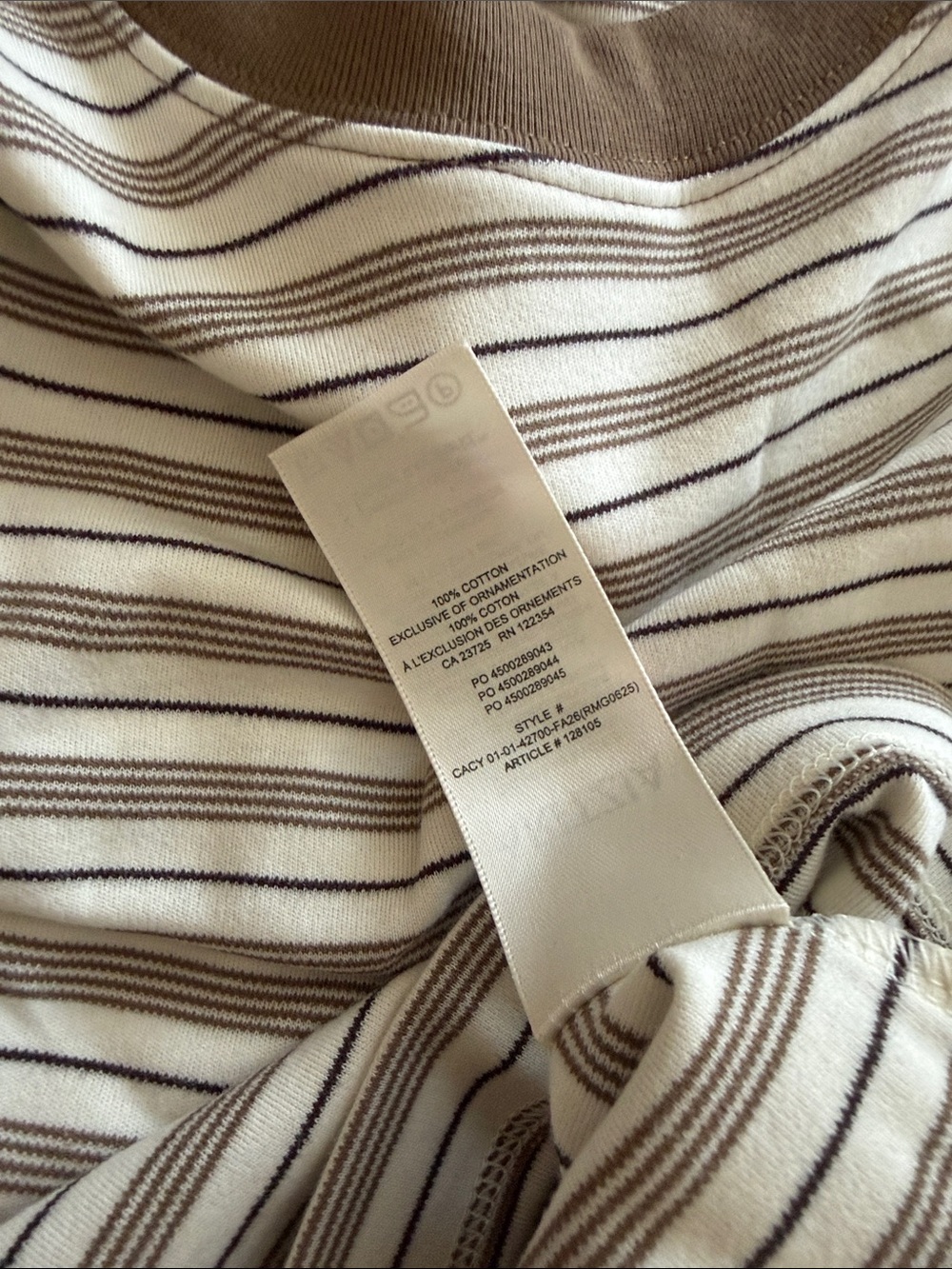 Aritzia Babaton Function Light Birch Folio Brown Striped T-Shirt 2XS - Picture 6 of 6
